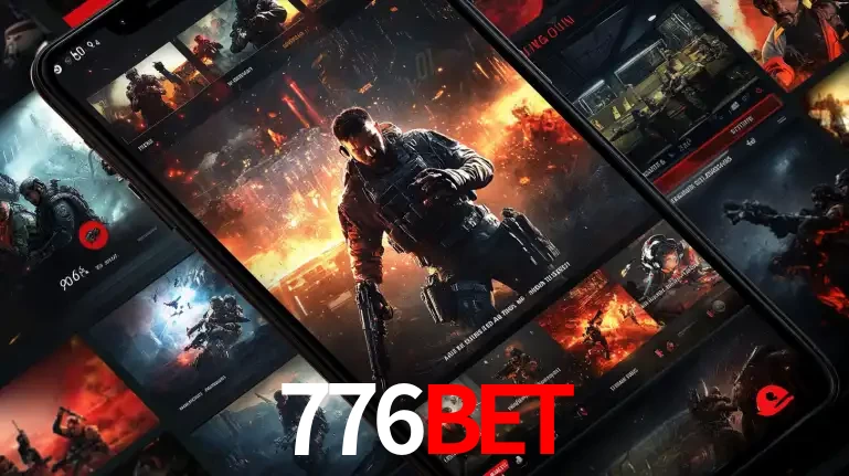 Tela de um celular exibindo uma galeria de jogos de tiro com temática militar, mostrando a variedade de e-sports disponíveis para apostas na plataforma de entretenimento 776bet.